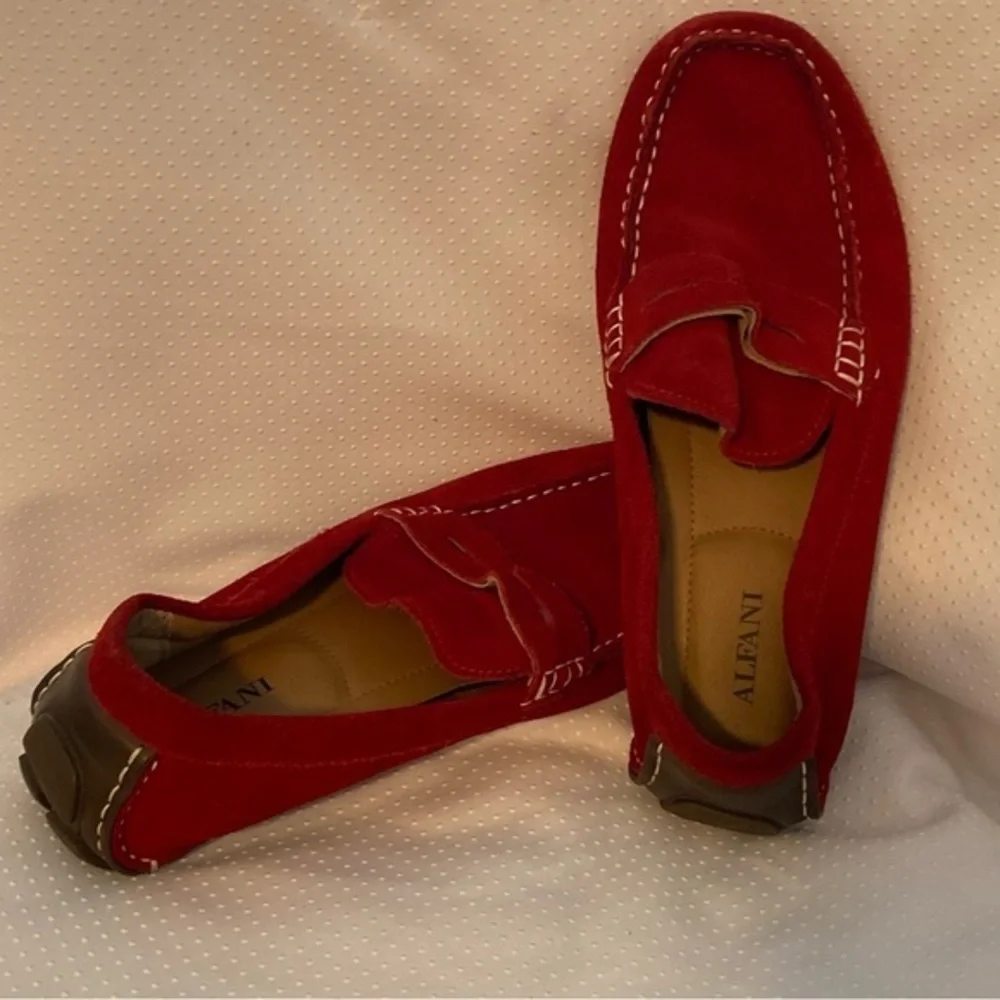 Alfani Shoes Mens Size 9M Red‎ Slip On Loafers Leather